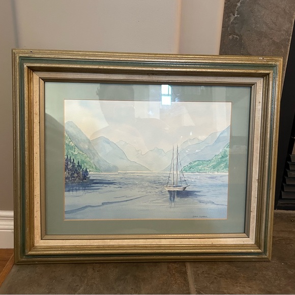 Lovely Sailboat Print beautiful colours and aspect as it sails down the inlet - Picture 9 of 16